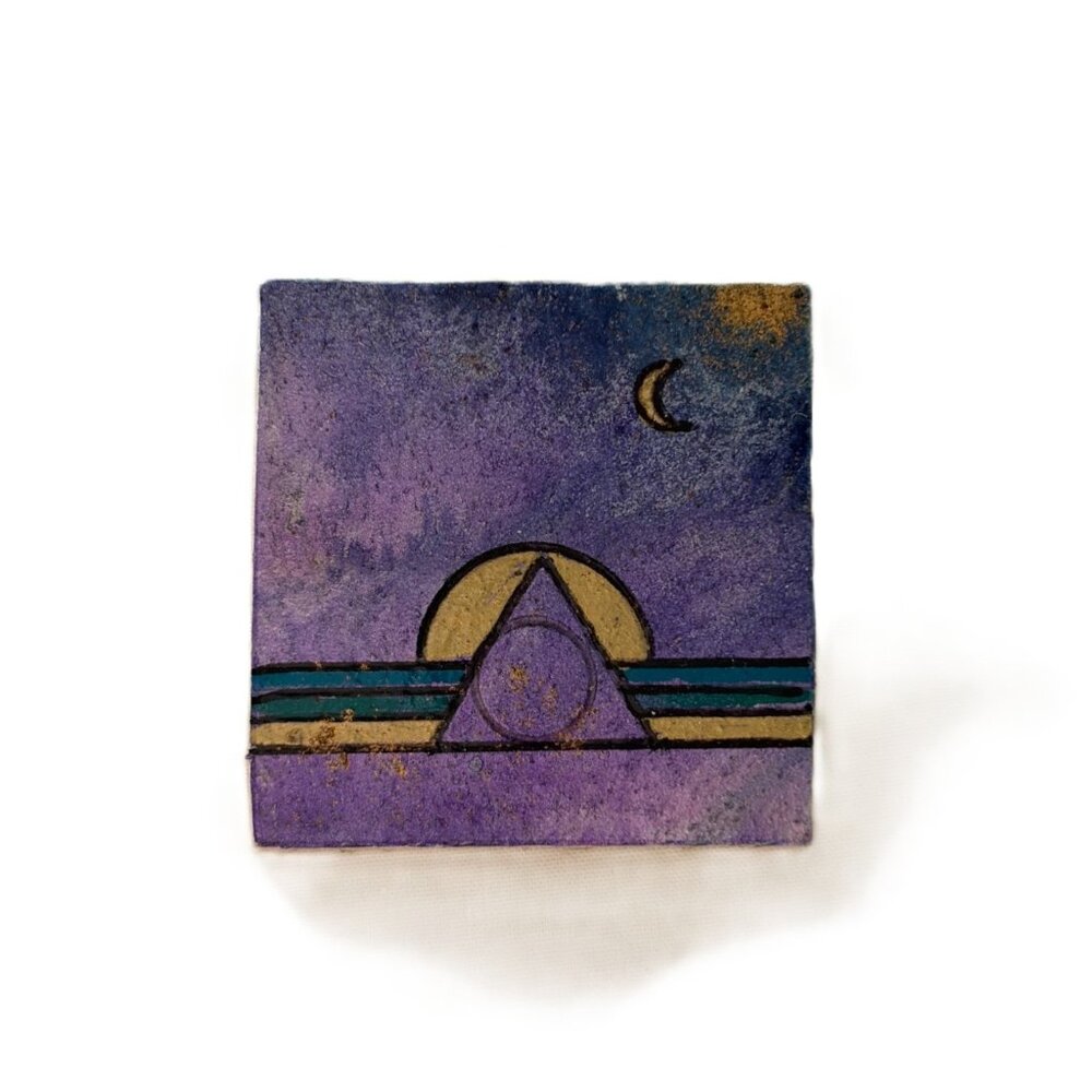 Faye Merrill Geller — Hand-Painted Cosmic Pyramid Pin